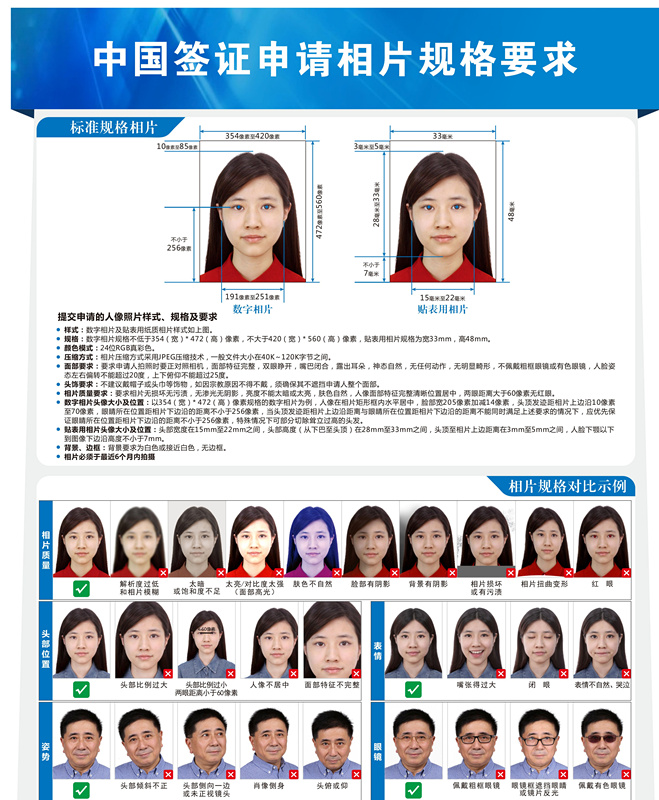 中国签证申请照片尺寸是什么，芝加哥申请中国签证